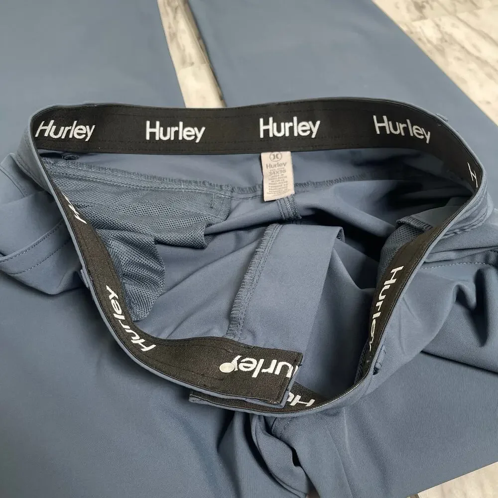 Hurley Men's Performance Stretch Pant Flat Front Water Repellent Blue 34x30
